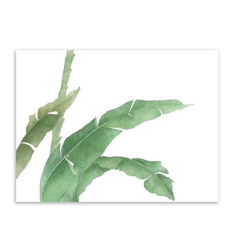 Leaf Painting Wall Art Print Farmhouse Textured Sitting Room Wrapped Canvas in Green