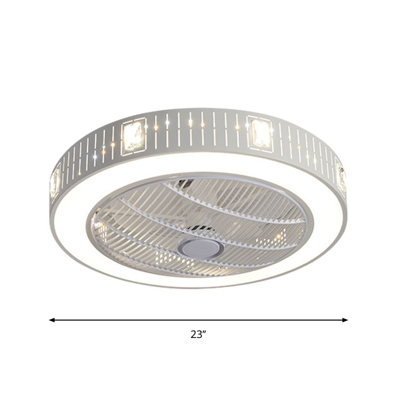23 "W Round acrylique suspendu au ventilateur modernisme modernisme LED blanc semi-rince