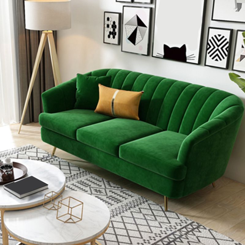 Sewn Pillow Back Sofa with Sloped Arms for Three People 31.5" High