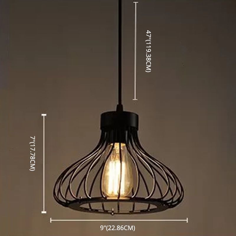 Zwart metalen 1 lichte hanglamp Indsutriale retro traande traan kooi hangende lamp voor restaurant