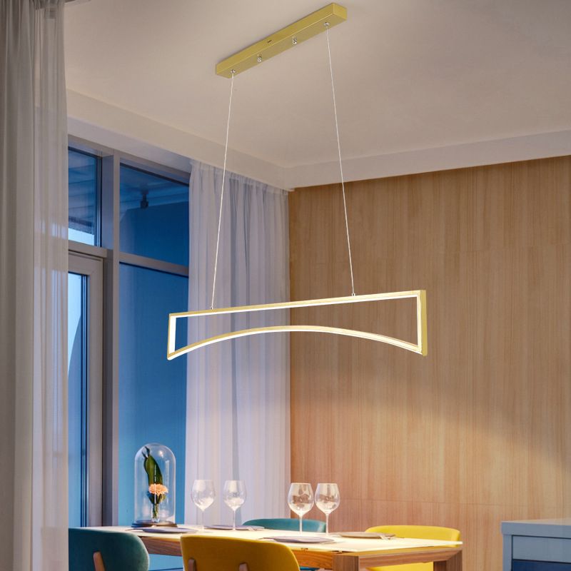 Linear Shape Island Pendant Contemporary Style Metal Single Light Island Light Fixture