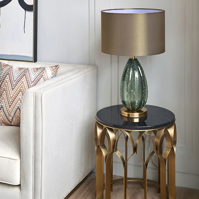 Contemporary Table Lamp 1-Light Green Metal Table Light for Living Room