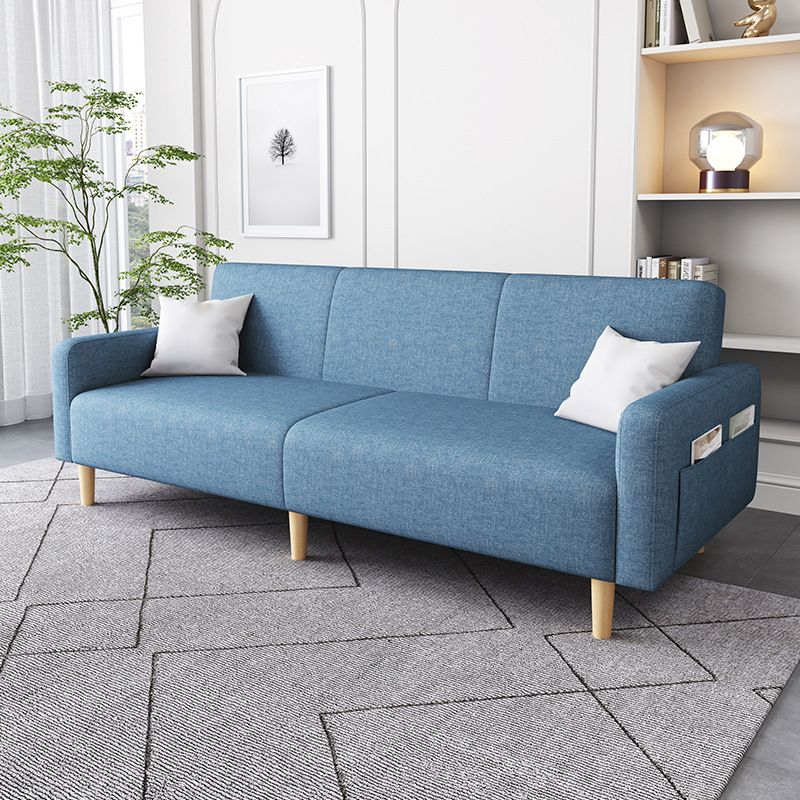 Contemporary Square Arm Sofa Couch Faux Leather/Linen Settee Couch