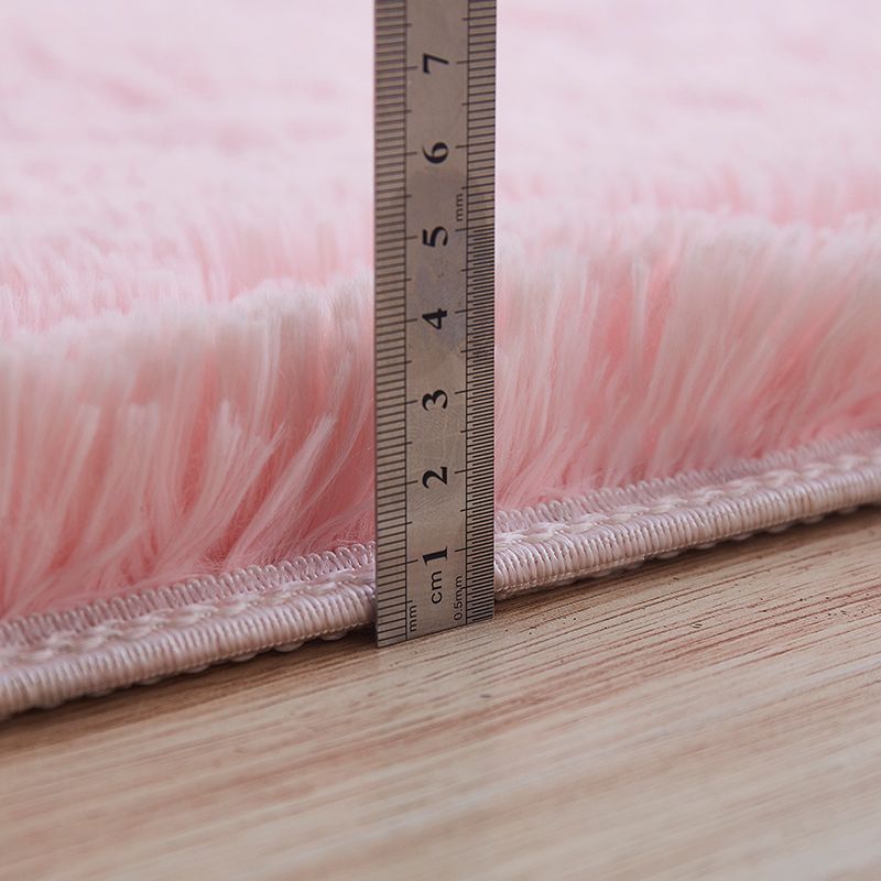 Multi-Color Home Area Rug Nordic Plain Rug Fluffy Machine Washable Stain Resistant Anti-Slip Backing Rug with Braided Trim