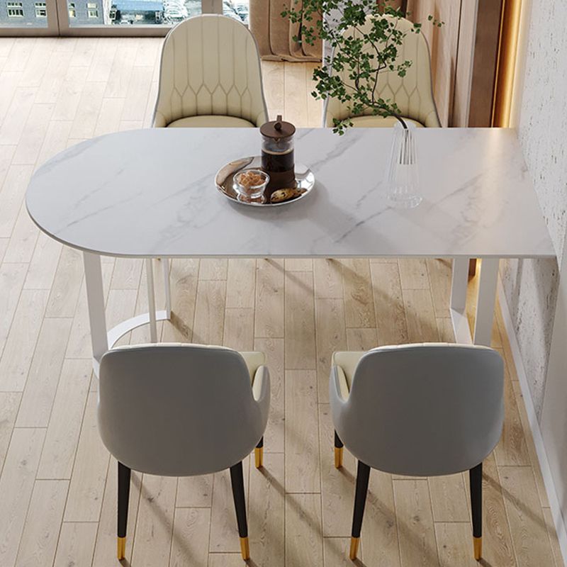 Free Form Sintered Stone Top Table for Restaurant Luxury Dining Table with Double Pedestal