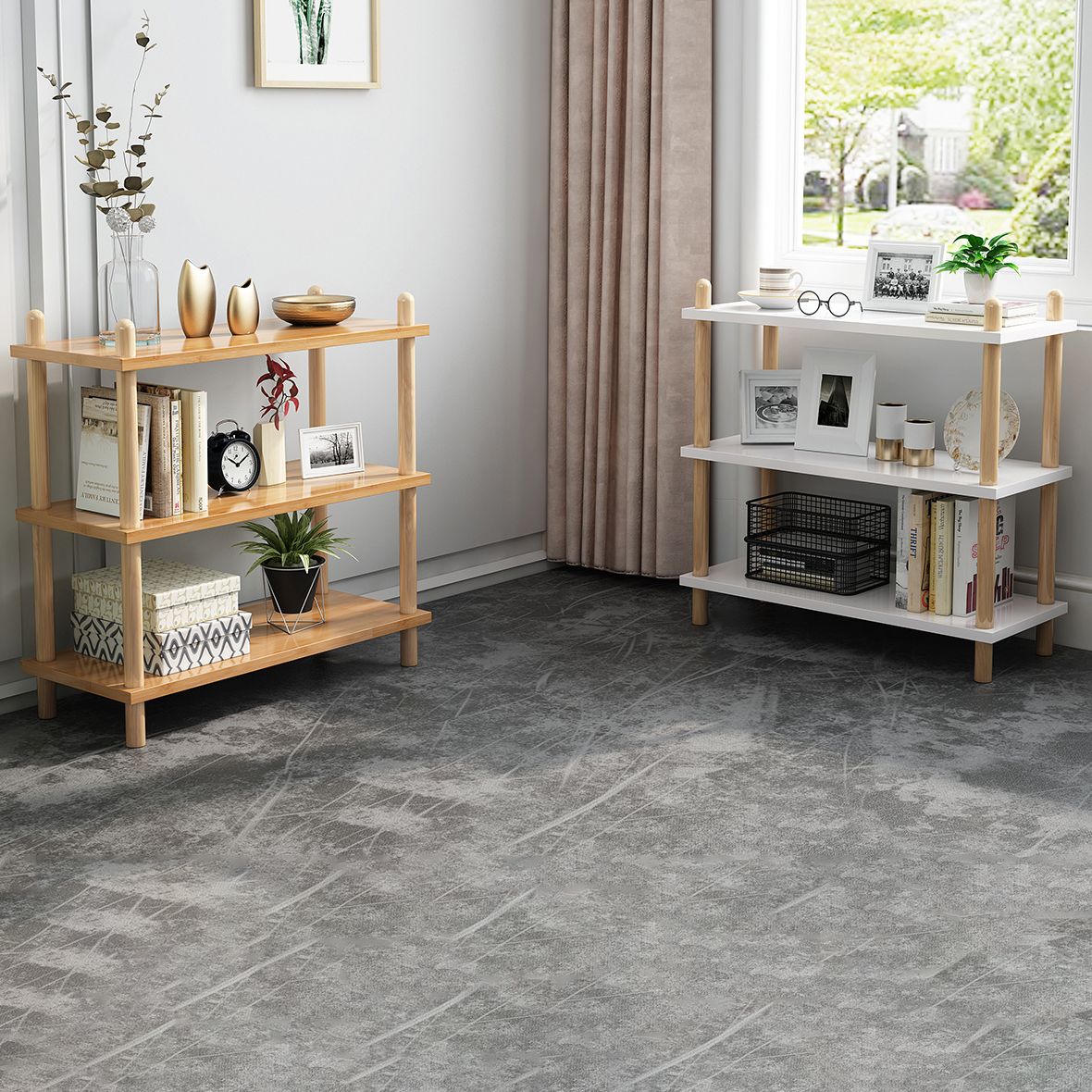 Modern Style Bookshelf Open Back Artificial Wood Bookcase for Office