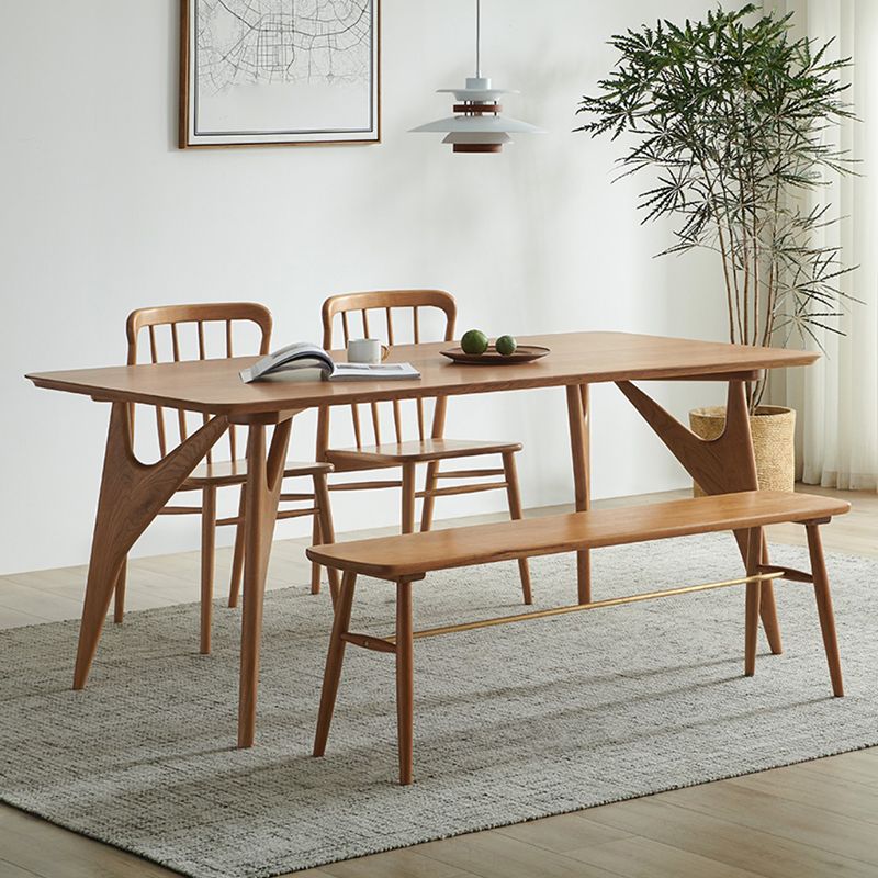 Rectangle Dining Table Solid Wood Frame Dining Table with 4 Legs