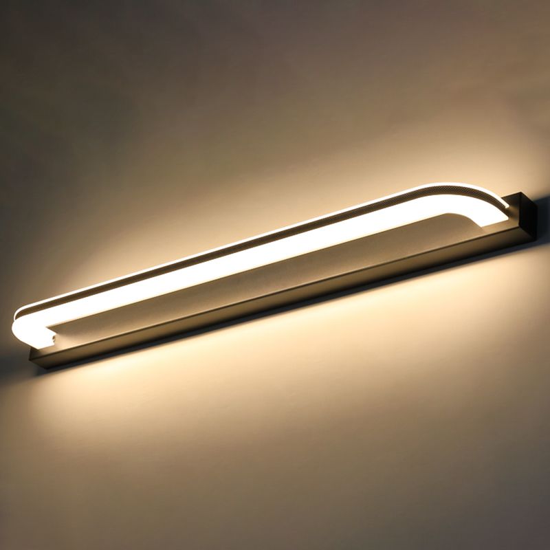 1-Light Linear Shade Wall Sconce Modern Simple Style Mirror Wall Lighting in Black