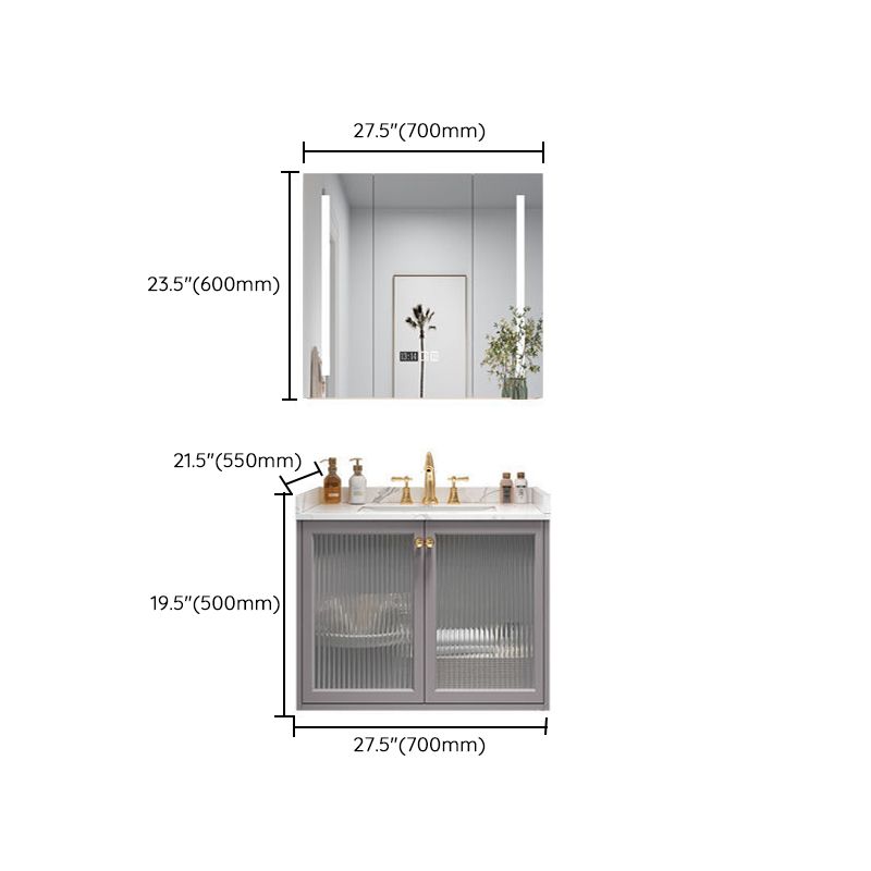 Modern Sink Vanity Wall Mount Solid Color Bathroom Vanity with Drawers