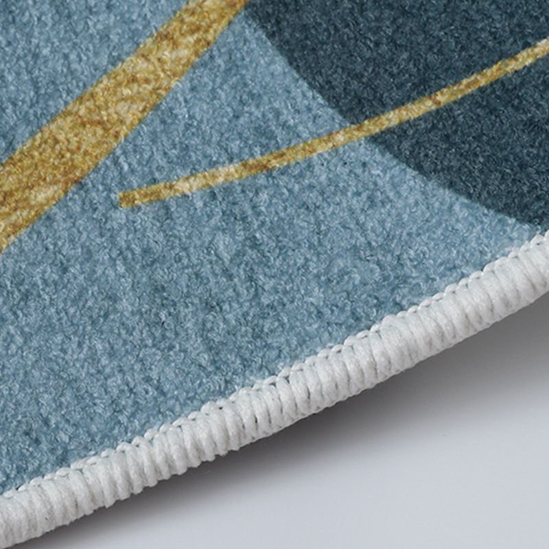 Blue Modern Rug Blending Graphic Rug Non-Slip Backing Rug for Living Room