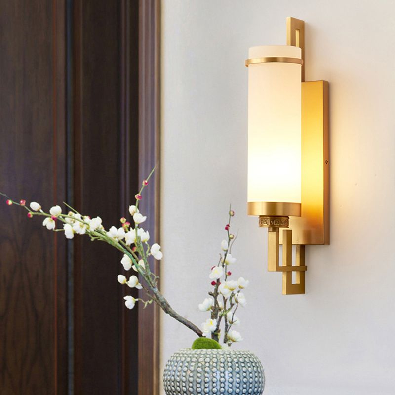 Cylinder Wall Lighting Modern Glass 1 Light Wall Sconces for Living Room