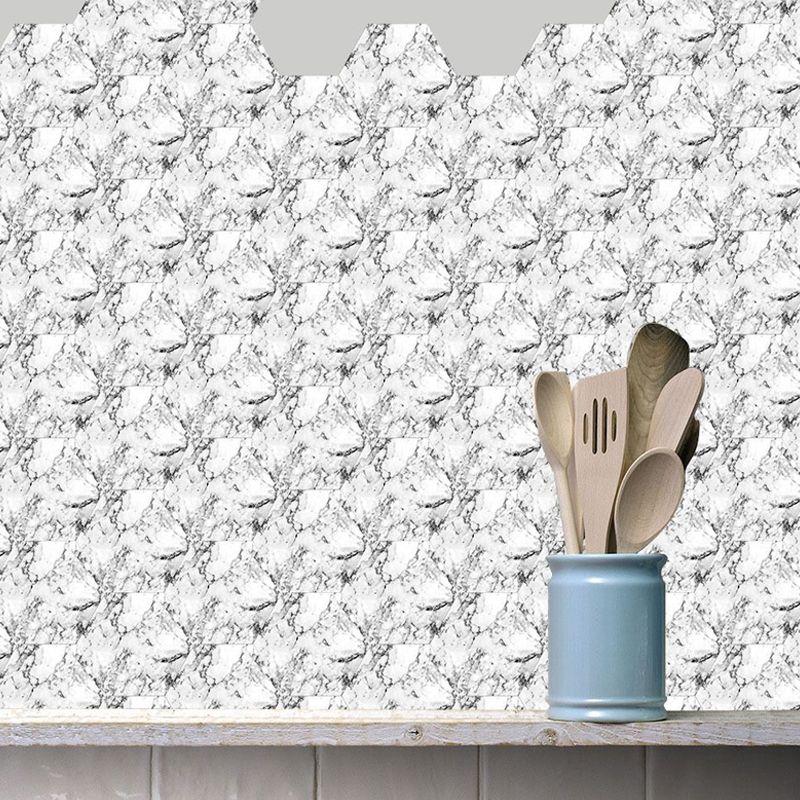 White Marble Wallpaper Panels Peel and Stick Wall Decor for Living Room (10 Pieces)