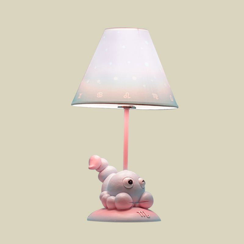 Pink Constellation Nachttisch Leuchtkarikatur 1 Glühharz -Nachttisch -Lampe mit Kegelstoffschatten