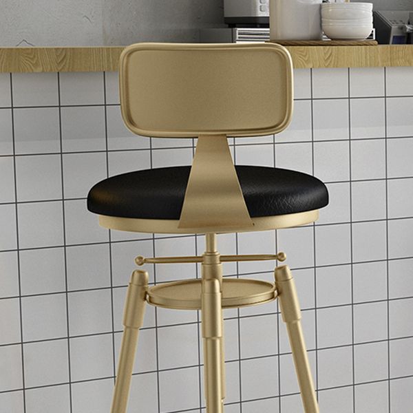 Contemporary Adjustable Height Swivel Round Bar Stool with Footrest