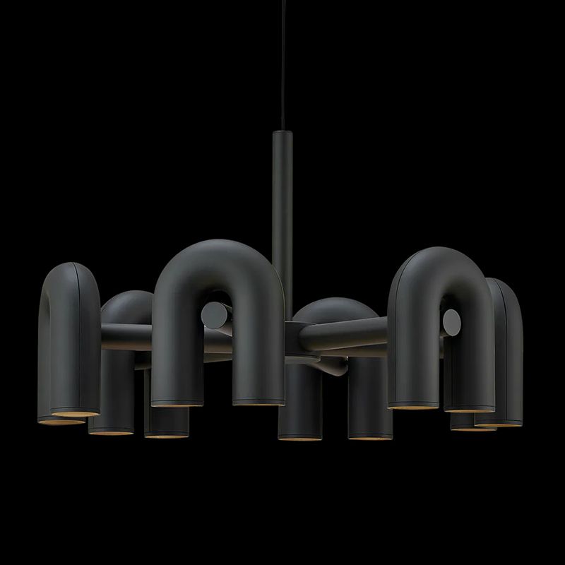 U Shaped LED Chandelier Light Art Deco Metal Living Room Suspended Lighting Fixture