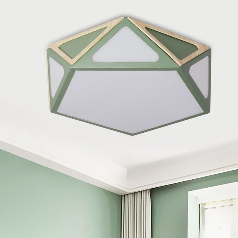 Geometrisch spoellicht Modern acryl wit/roze/geel LED plafond gemonteerd armatuur in warm/wit licht, 16 "/19,5" breed