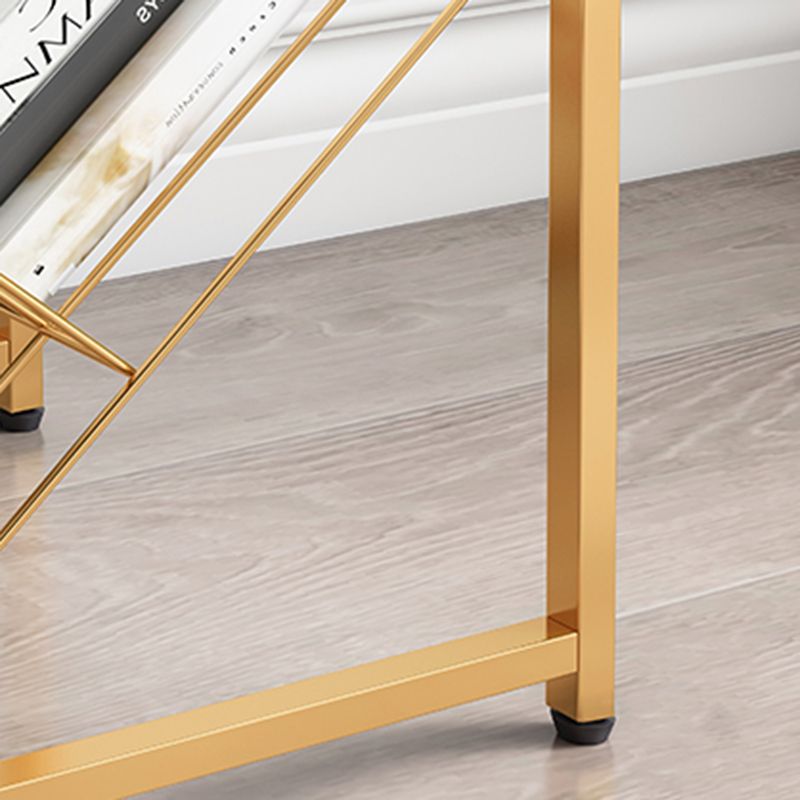 Metal Vertical Geometric Bookcase Contemporary Style Closed Back Shelf