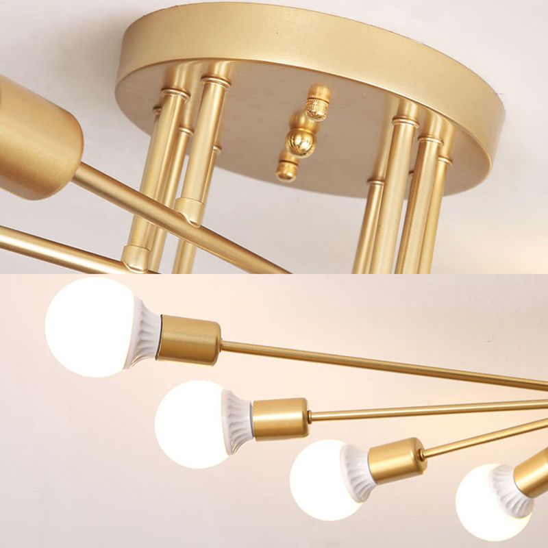6/8/10 lampen slaapkamer semi-inbouwlamp met zichtbare lamp moderne metalen goud/zwarte plafondlamp