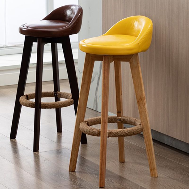 Rubberwood Solid Wood Bar Stool Indoor Upholstered Swivel Bar Stool