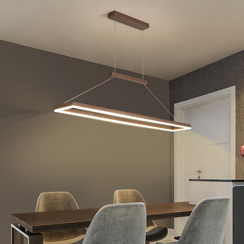 Minimalist Dining Room Island Lamp Aluminum Rectangular LED Pendant Light Fixture