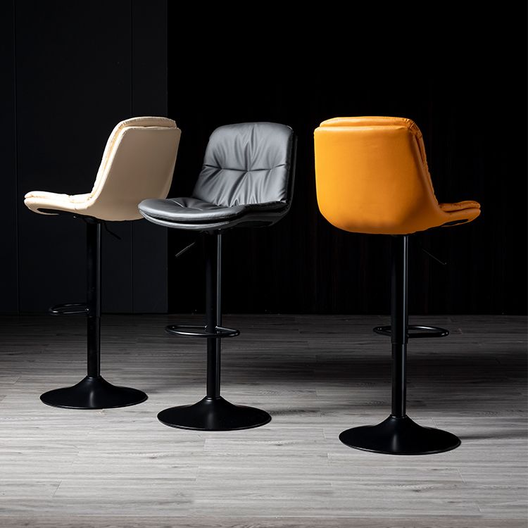 Iron Footrest Bar Stool Low Back Indoor Modern Adjustable Counter-height Stool