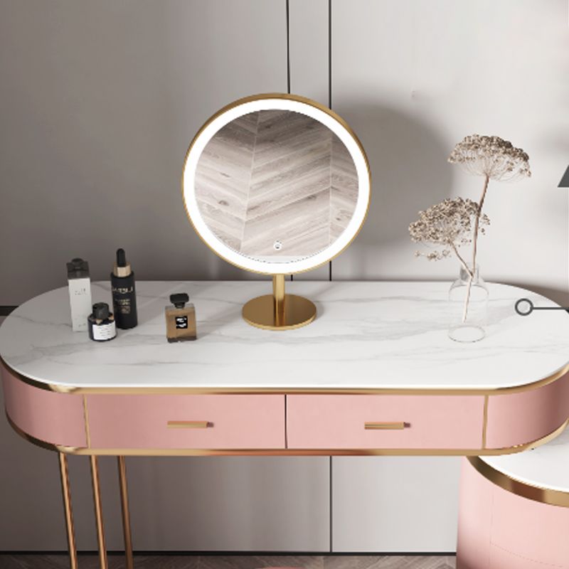29.52" Height Pink Slate Top Dressing Table with Drawers Make-up Vanity