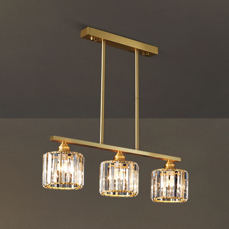 Contemporary Style Cylinder Shape Island Lights Crystal Island Lighting