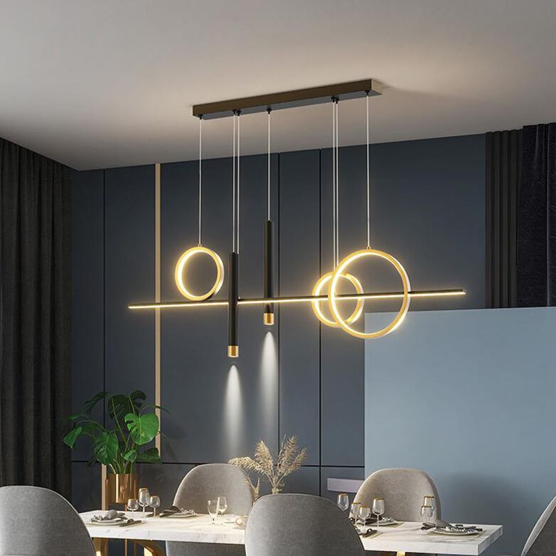 Modern Linear Island Chandelier Lights Metal Pendant Light Kit