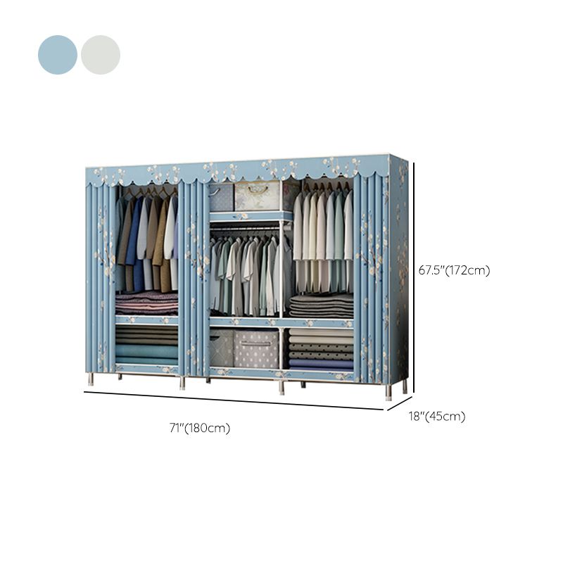 Modern Metal Wardrobe Cloth Rod Included Wardrobe Closet with Shelves