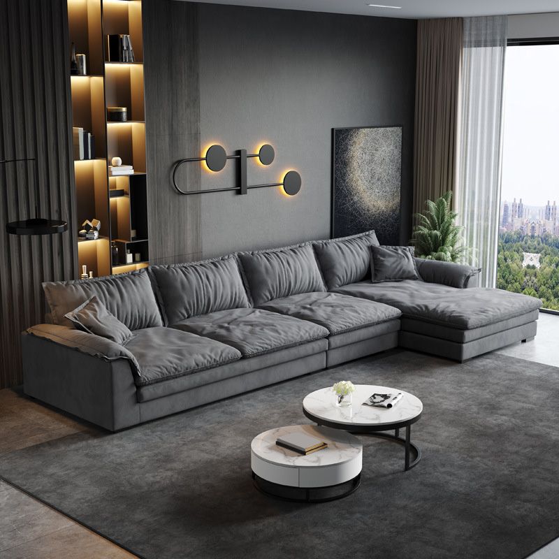 Contemporary Loose Back 33.46" H Sofa Pillow Top Arm Sofa & Chaise