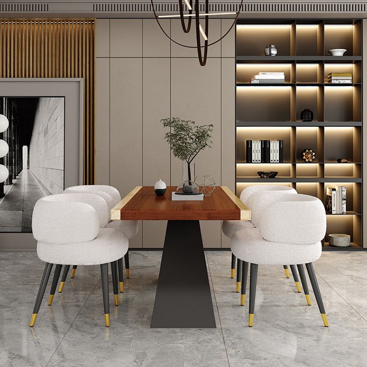 Modern Style Dining Table Solid Wood Rectangle Table with Black Base