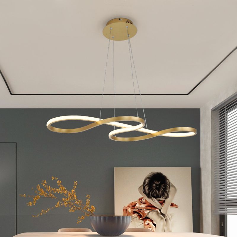 Aluminium LED Linear Pendant Light in Modern Creative Style Silica Gel Ceiling Light for Dining Room