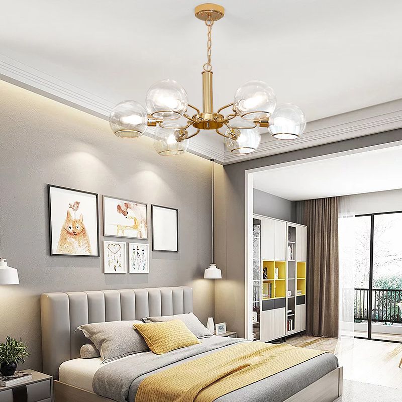 Lampaggio di finitura oro a ciondolo a cupola di vetro trasparente per soggiorno per soggiorno per soggiorno