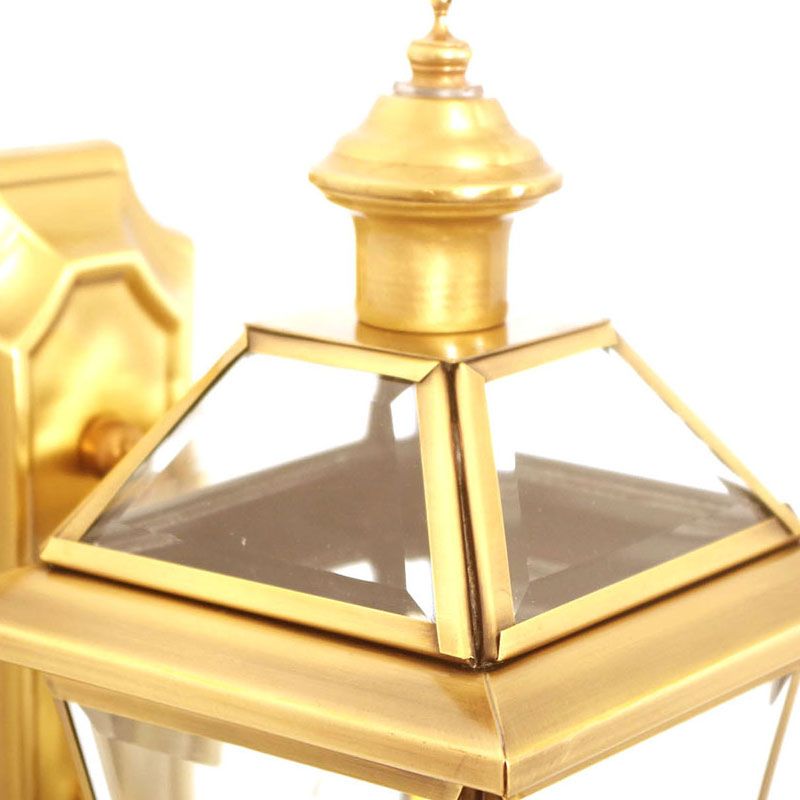 Curved Arm Sconce Light Traditionary Clear/Textured Glass 1 Bulb Wall Mounted Lamp for Balcony