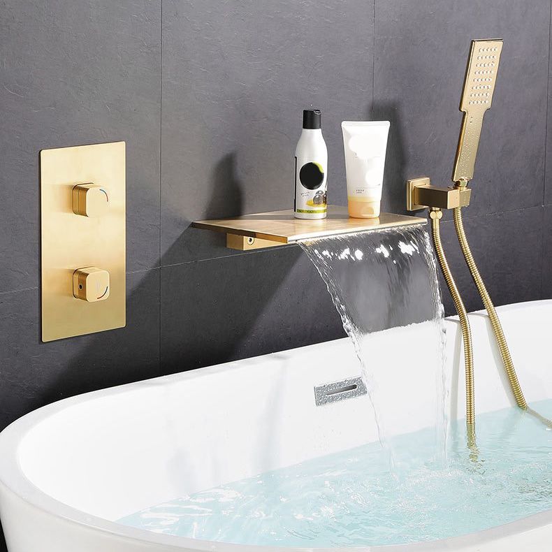 Modern Bathroom Faucet Copper Wall Mounted Waterfall Bathtub Faucet