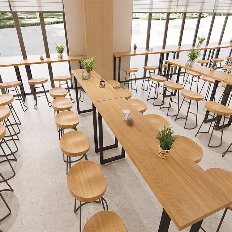 Modern Rectangle Sled Base Solid Wood Bar Table for Kitchen Dining Room