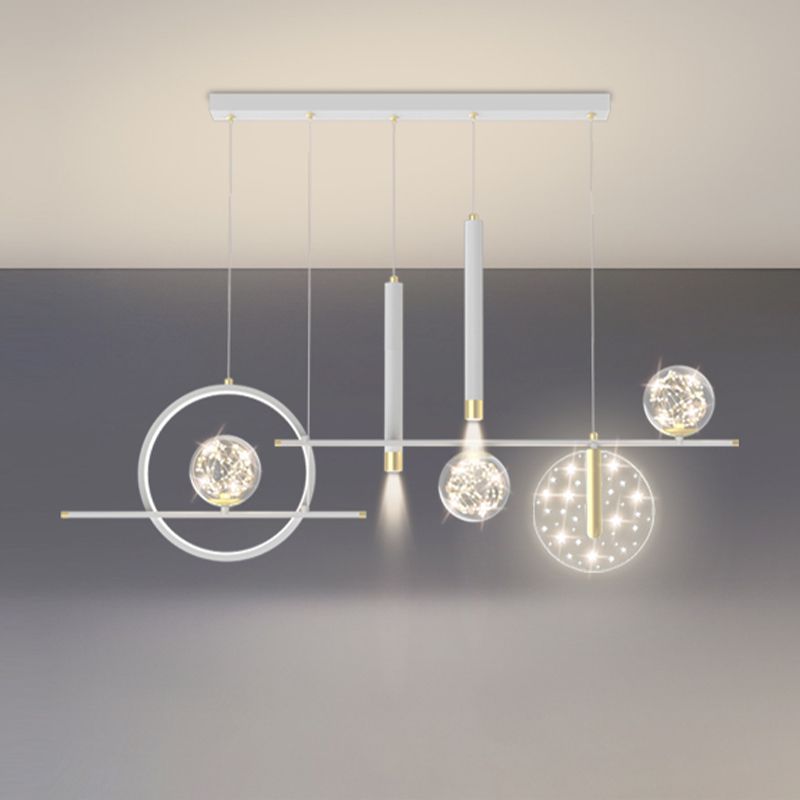 Modern Metal Ceiling Light Circle Shape Island Light with Plastic Shade for Living Room
