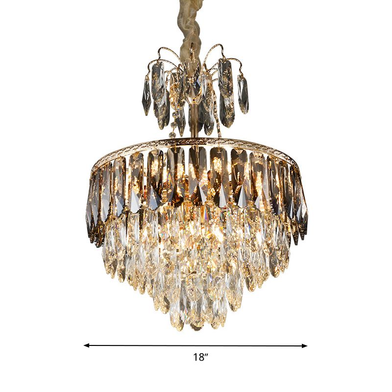 Crystal Tiered Chandelier Lighting Contemporary 8 Heads Gold Ceiling Pendant Light for Living Room