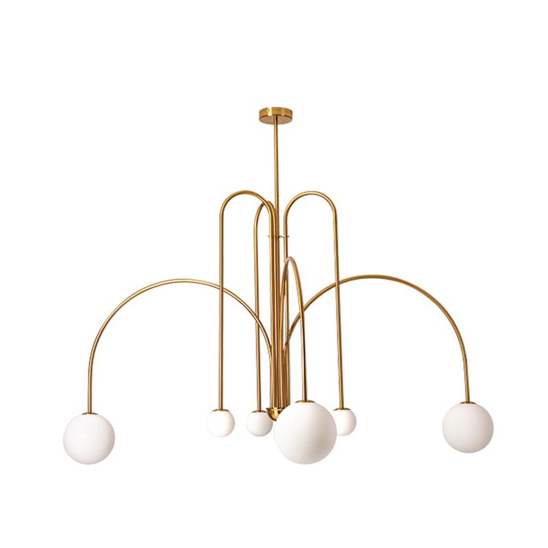 Moderne stijl bolvormige tint tak hangend licht glas multi -light kroonluchter