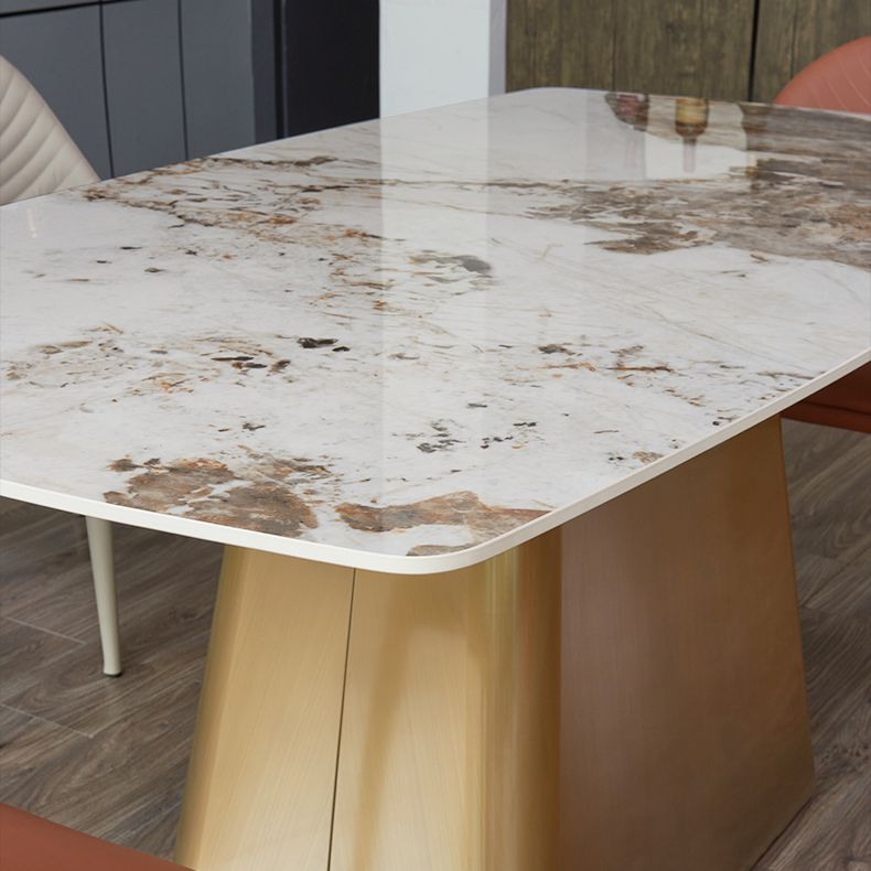 Nordic Glam Style Rectangle Sintered Stone Table Set 1/2/5/7 Pieces Dining Set