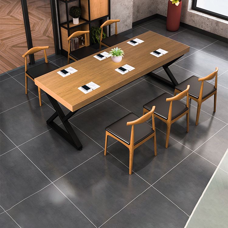 Industrial 1/2/7 Pieces Dining Set Solid Wood Natural Double Pedestal Dinette Set