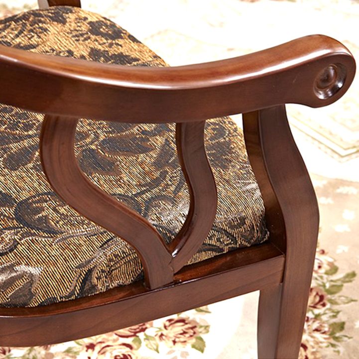 Modern Simple Arm Chair Wooden Base Upholstered Guest Chair for Dining Room