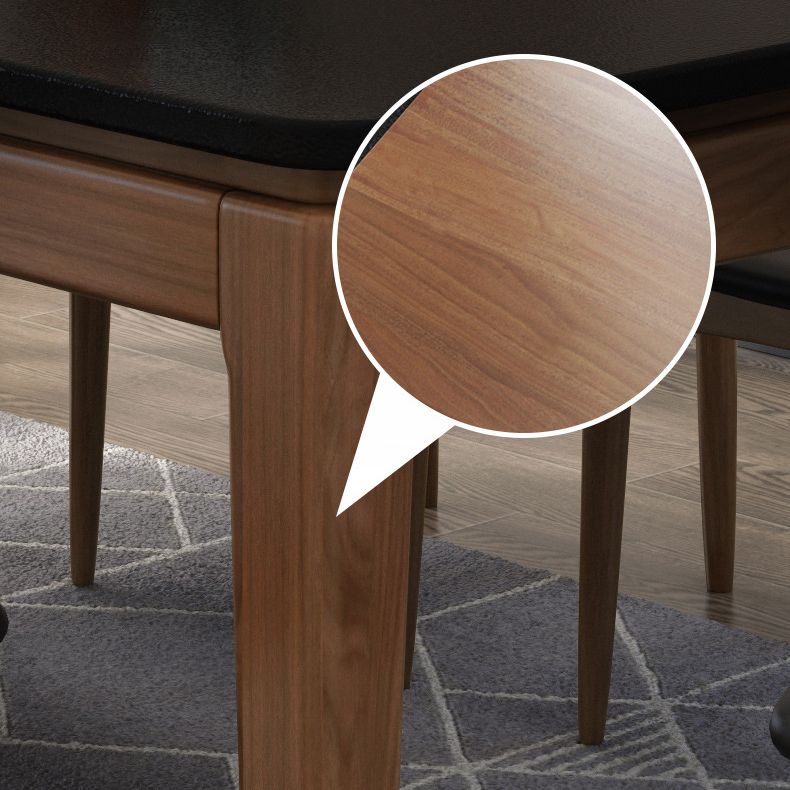 Rectangle Stone Top Table Mid-Century Modern Dining Table with 4 Wood Legs