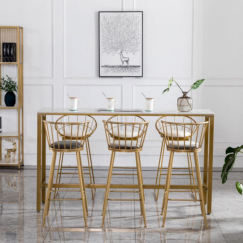 Glam 1/2/4/7 Pieces Bar Table Set Rectangle Bar Table with Metal High Stools