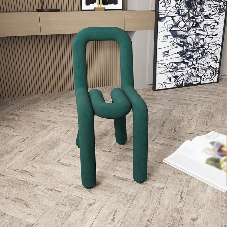 Sillas de terciopelo de estilo moderno, juego de sillas de comedor con parte trasera abierta