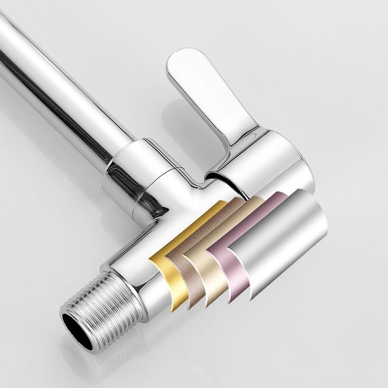 Contemporary Single Handle Kitchen Faucet Pull-down Wall-mounted Faucet in Chrome