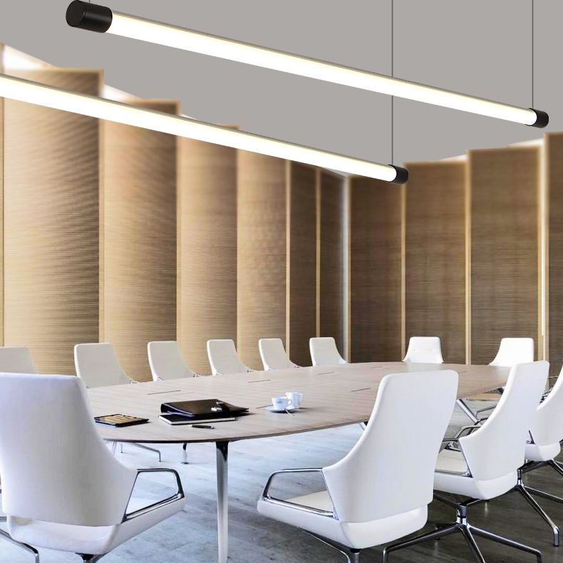 47 pouces de longueur ronde tube à led d'île Light Minimalisme moderne Aménagement d'éclairage à barre long pour la salle des affaires de bureau