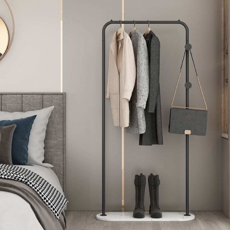 Modern Coat Rack 2 Hooks Solid Color Metal Hall Tree with Marble Bottom