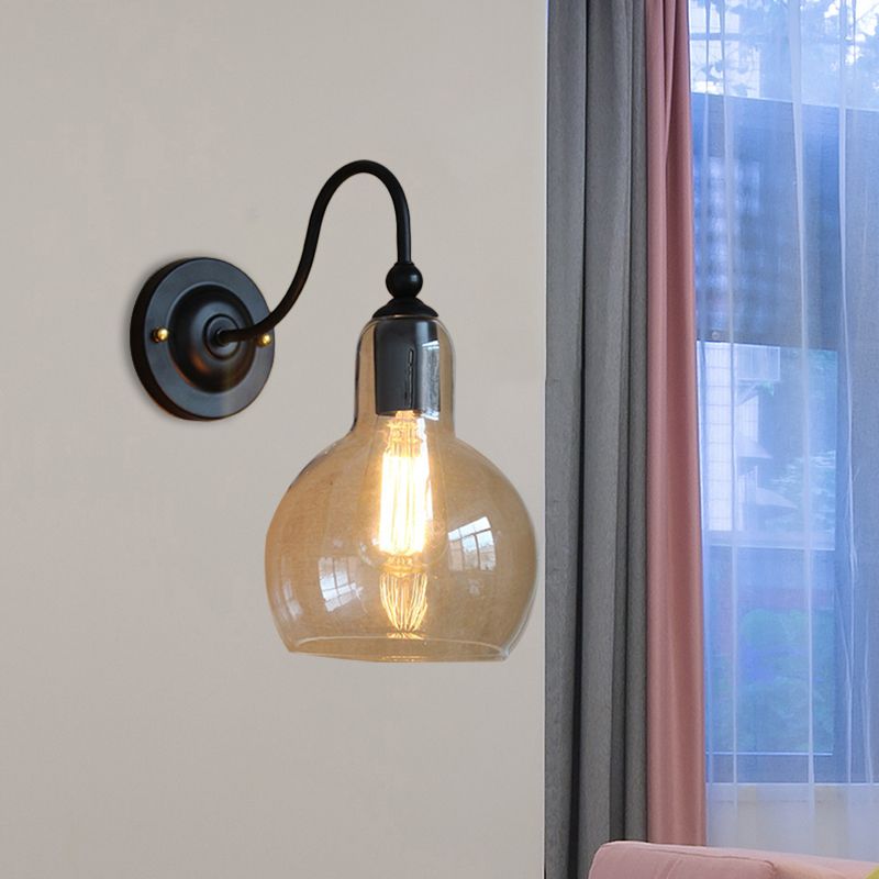 1 luce in vetro limpido di vetro luce industriale Black Bubble tonalità da soggio