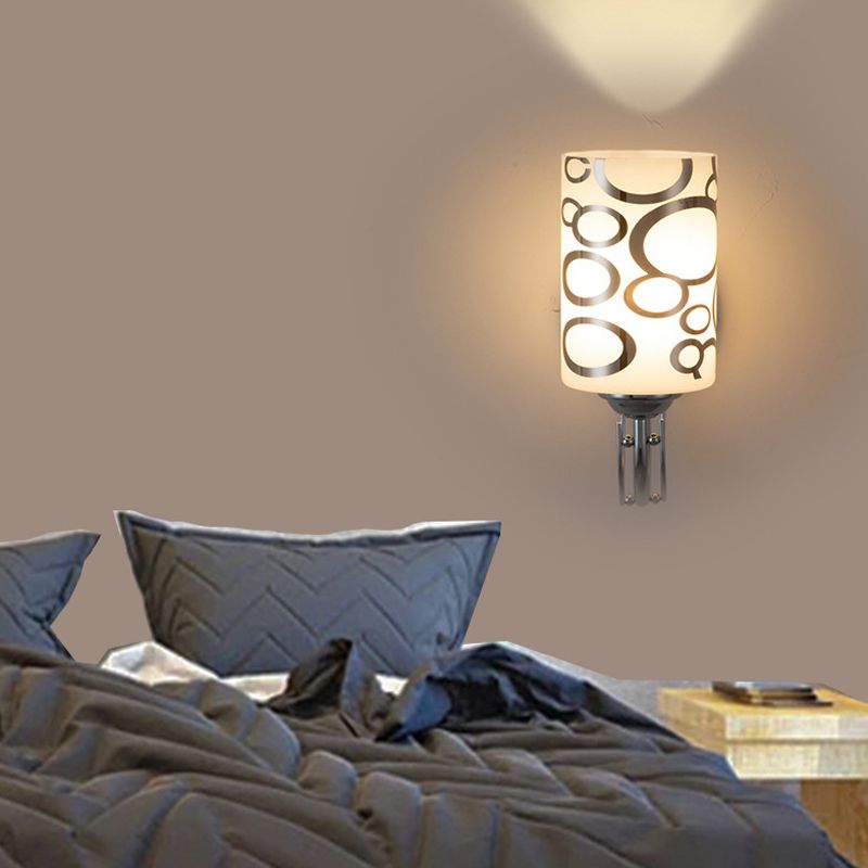 Simple Wall Sconce Cylinder Wall Light Fixture with Glass for Living Room
